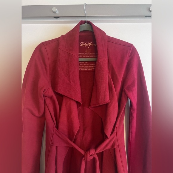Lucky Brand Sweaters - Lucky Brand Burgundy Open Front Tie-Waist Sweater